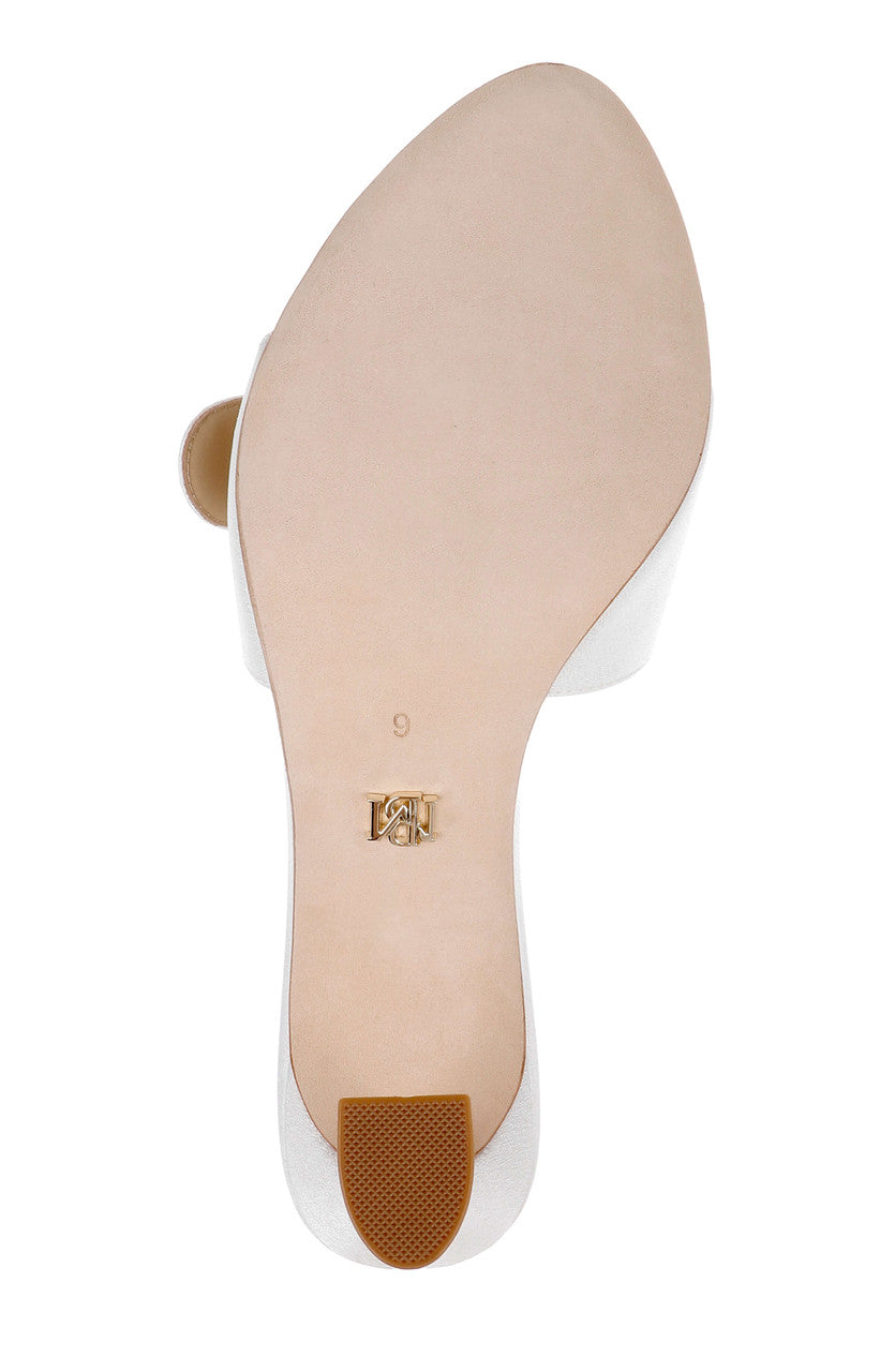 White Crepe | Odetta Block Heel Slide Sandal Sole