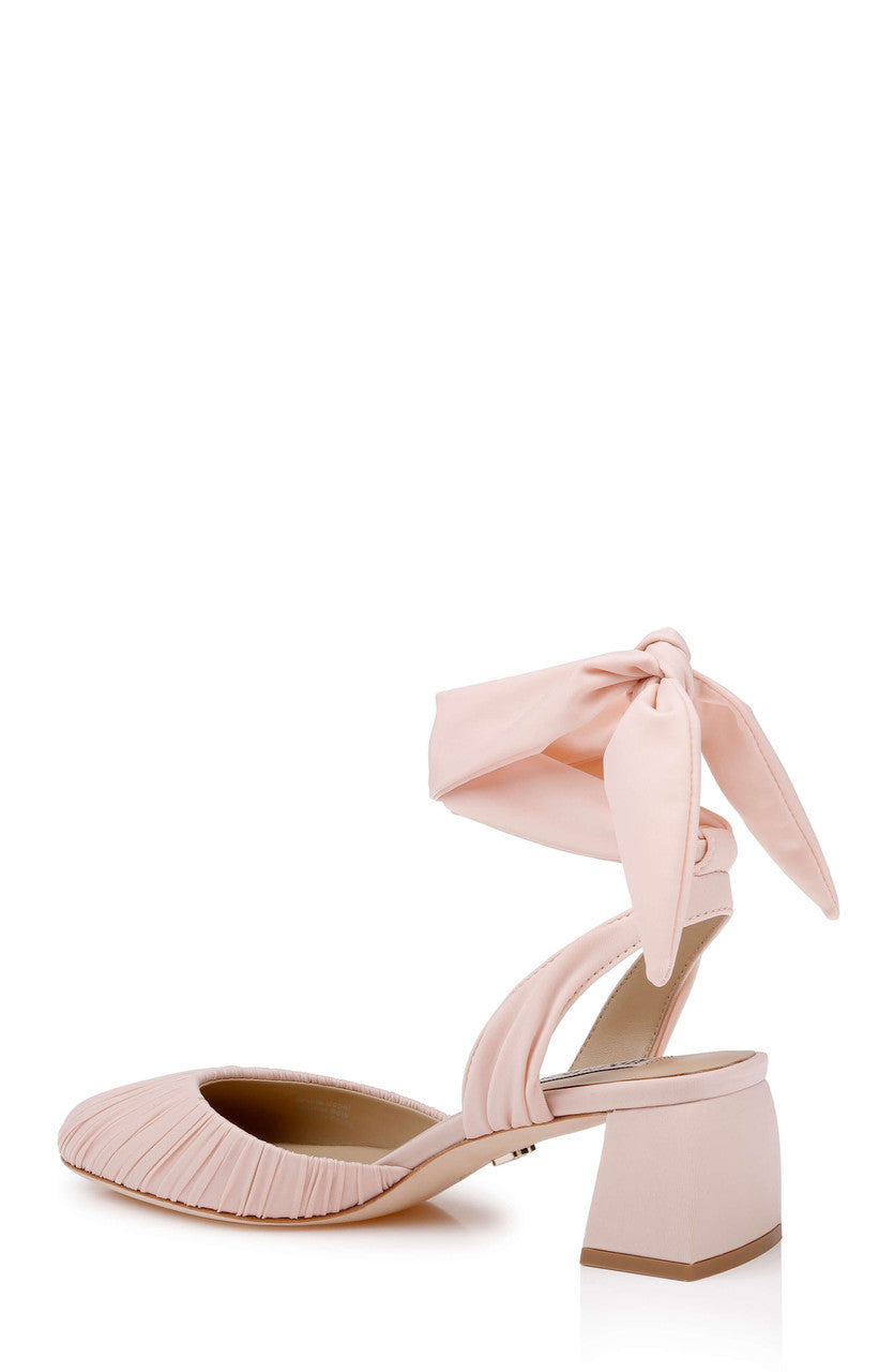 Blush Fabric | Ofelia Ruched Ankle-Wrap Block Heel Back Side