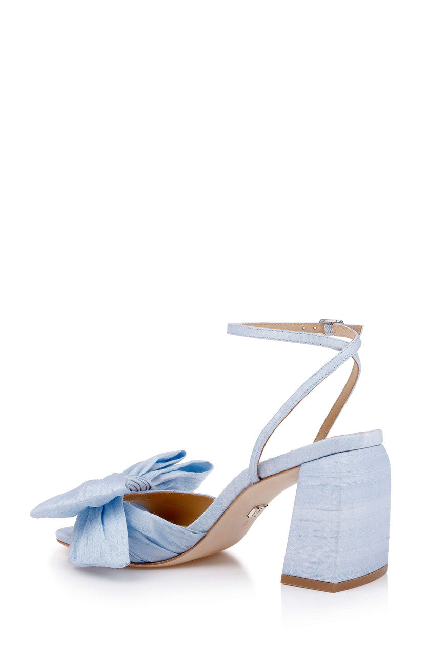 Blue Silk | Olani Ankle Strap Block Heel Sandal Back Side