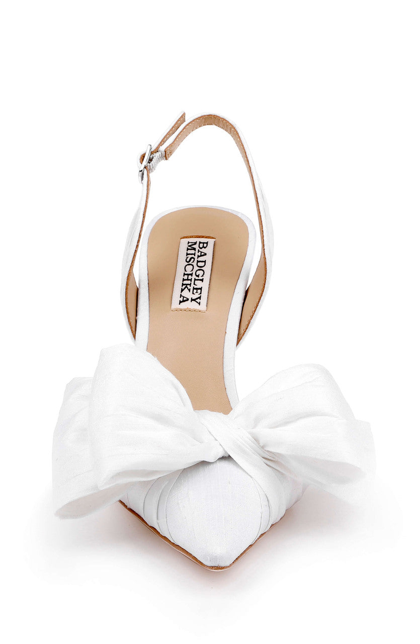 White Silk | Olisa Block Heel Slingback Pump Front