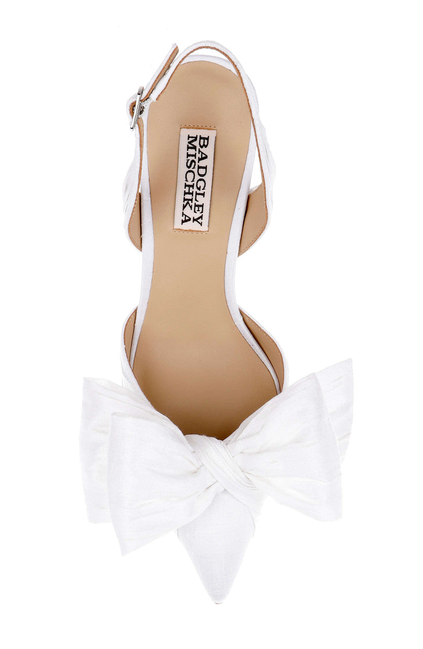 White Silk | Olisa Block Heel Slingback Pump Top