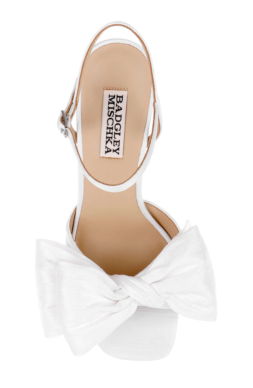 White Silk | Oliva Bow Platform Sandal Top