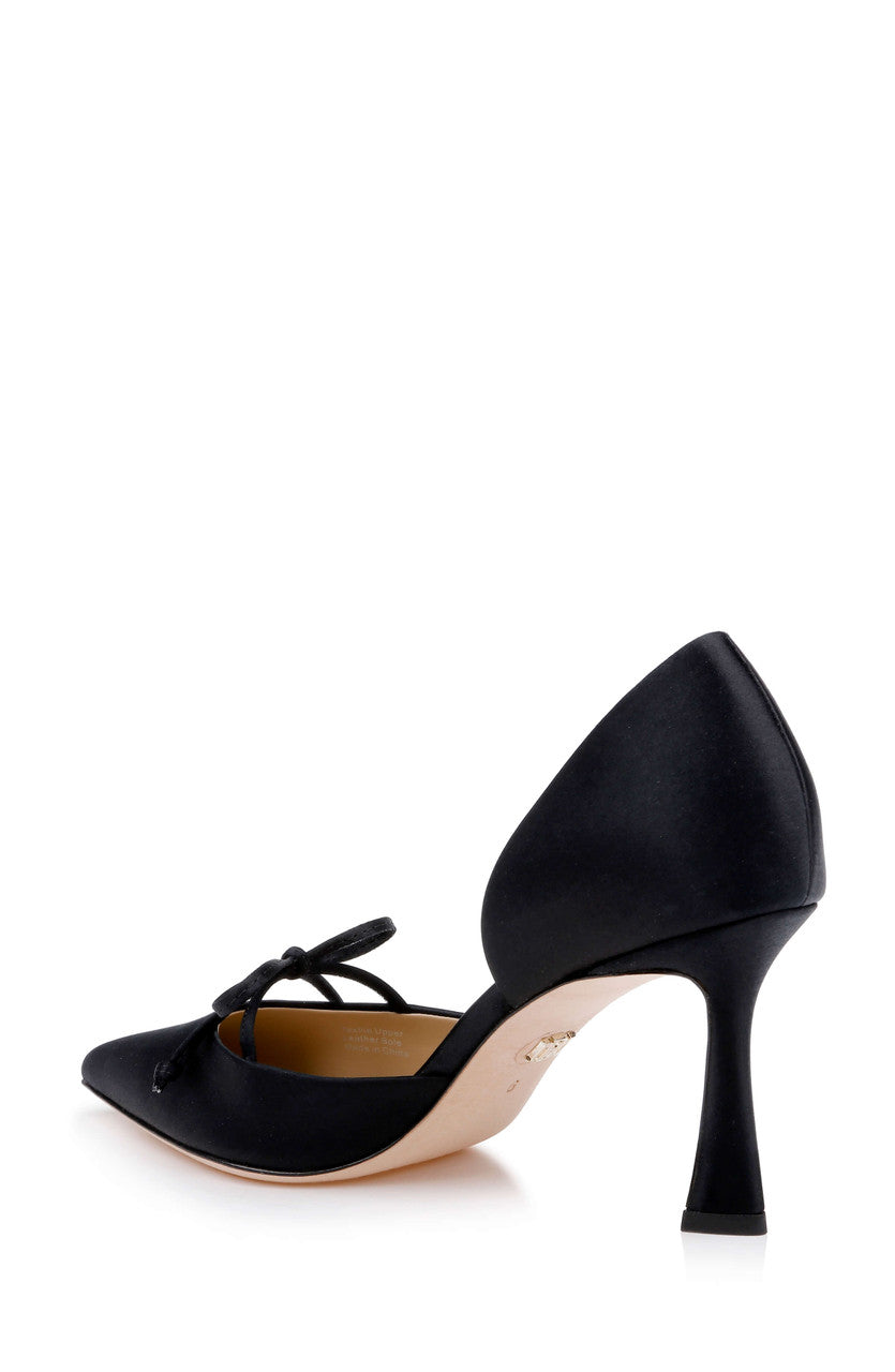 Black Satin | Olympic Mid Heel d'Orsay Pump Back Side