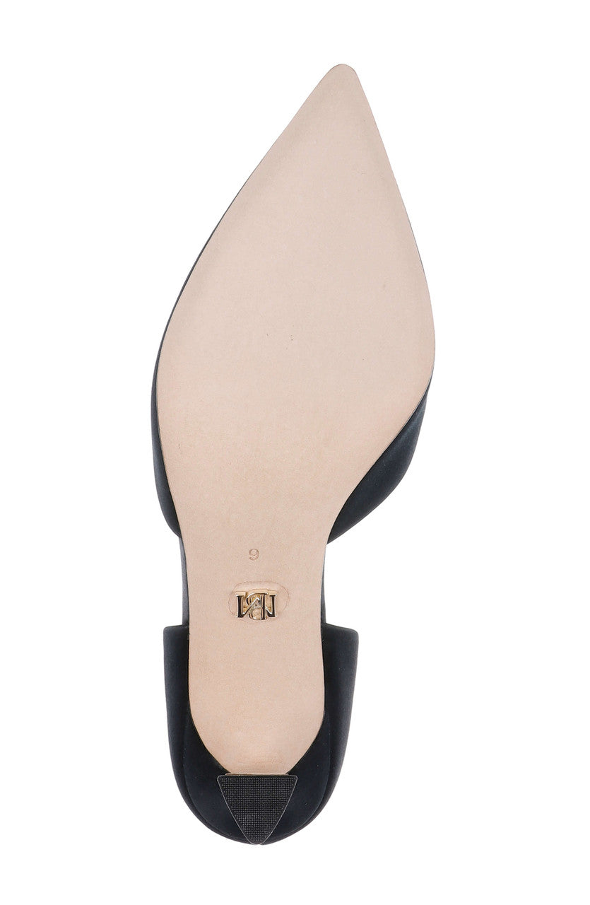 Black Satin | Olympic Mid Heel d'Orsay Pump Sole
