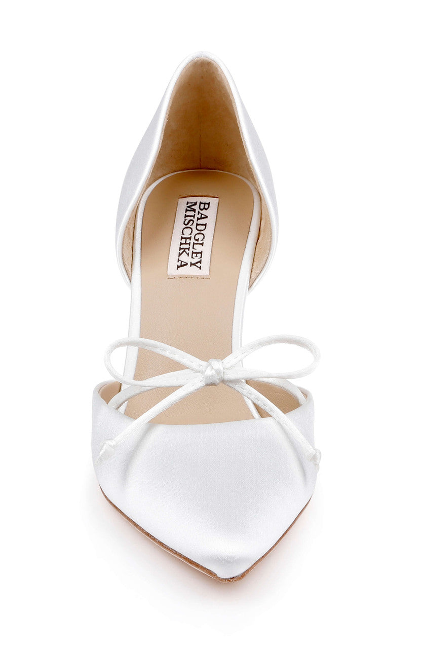 White Satin | Olympic Mid Heel d'Orsay Pump Front