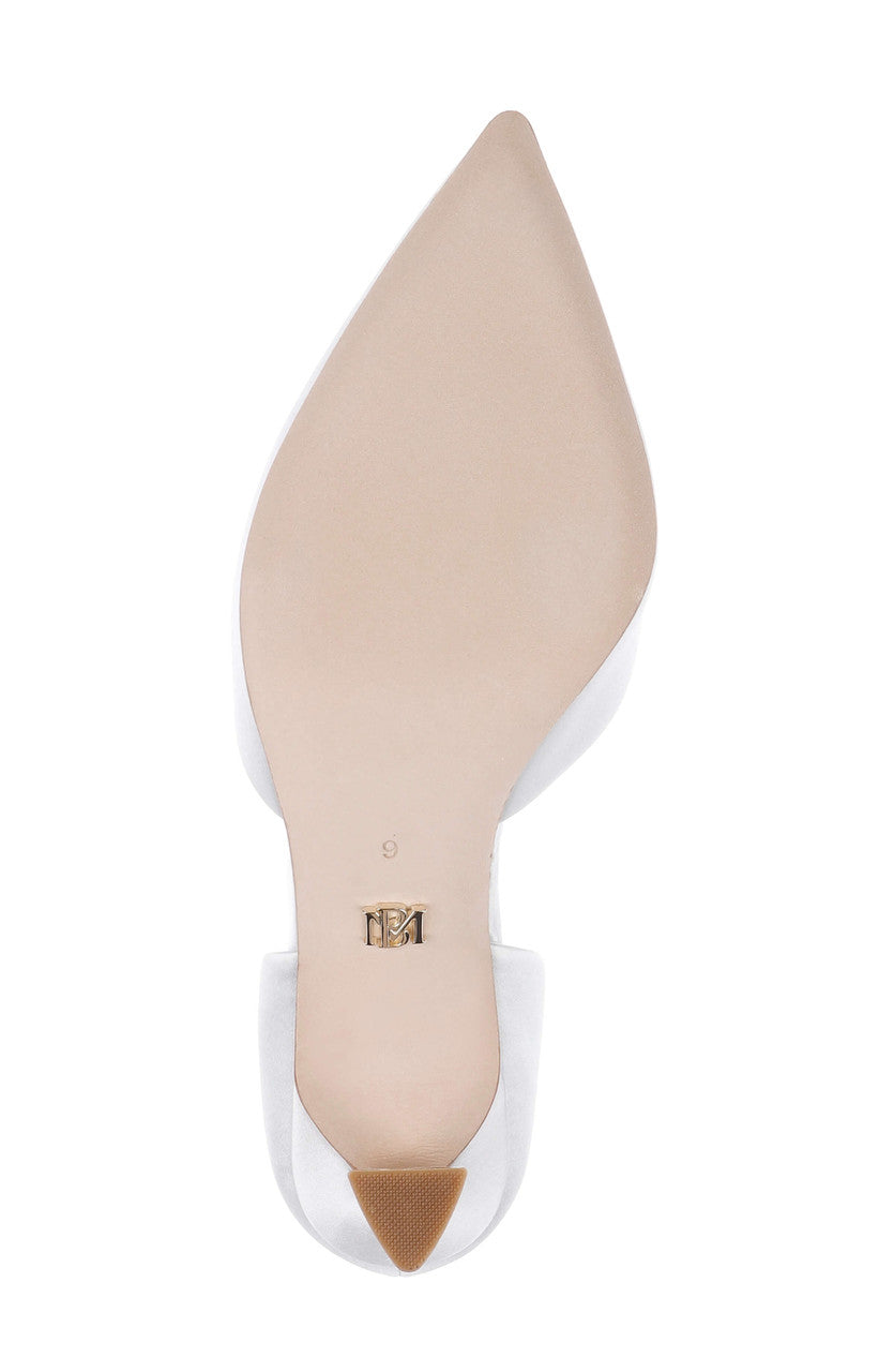 White Satin | Olympic Mid Heel d'Orsay Pump Sole