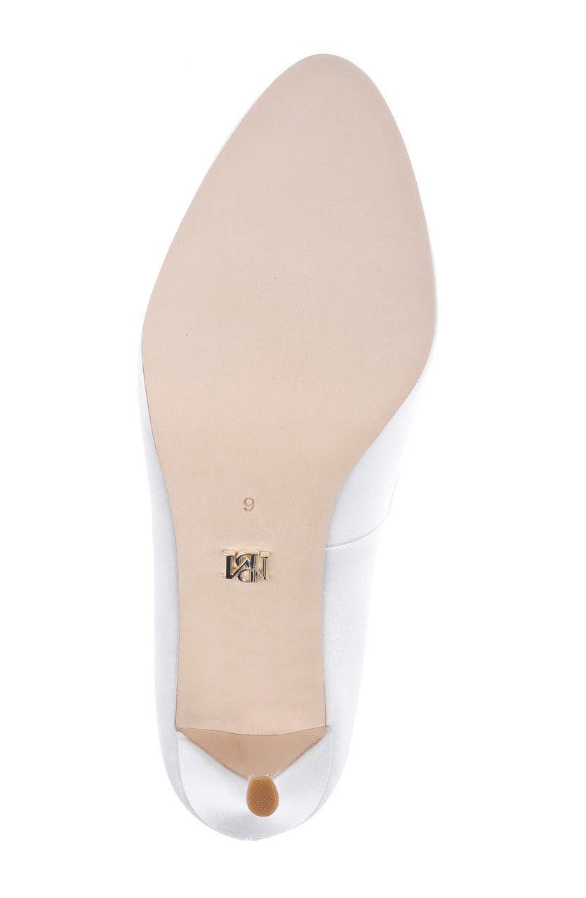 White Satin | Omaria Satin Bow Pump Sole