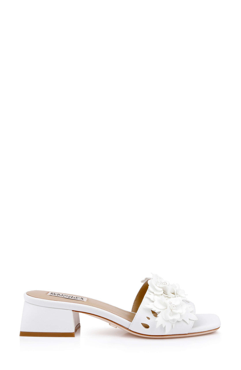 White | Oralia Low Block Slide Sandal Side