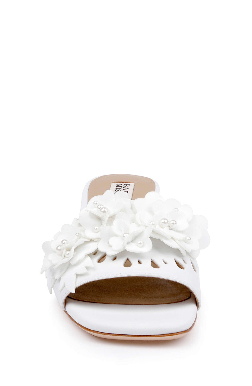 White | Oralia Low Block Slide Sandal Front