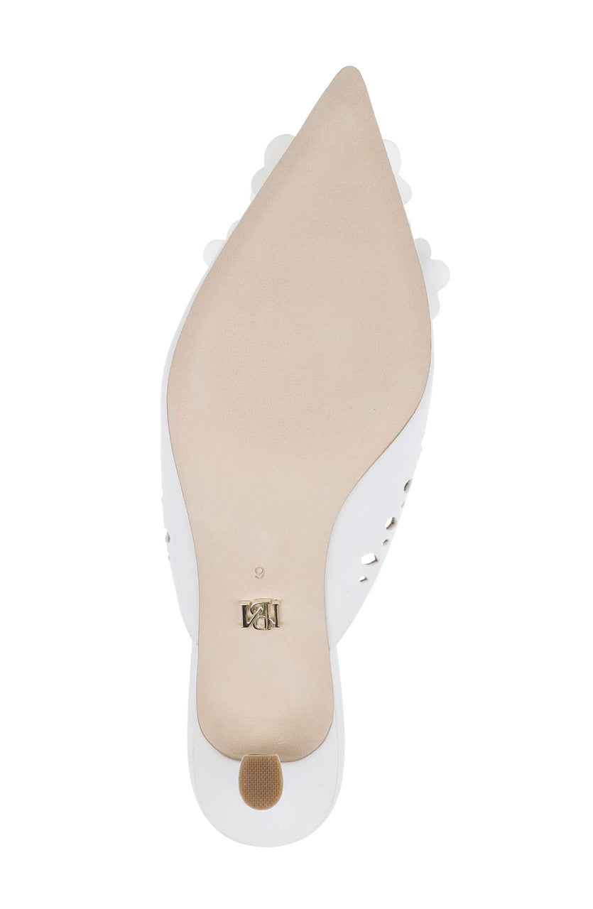 White | Oriana Mid Heel Mule Sole