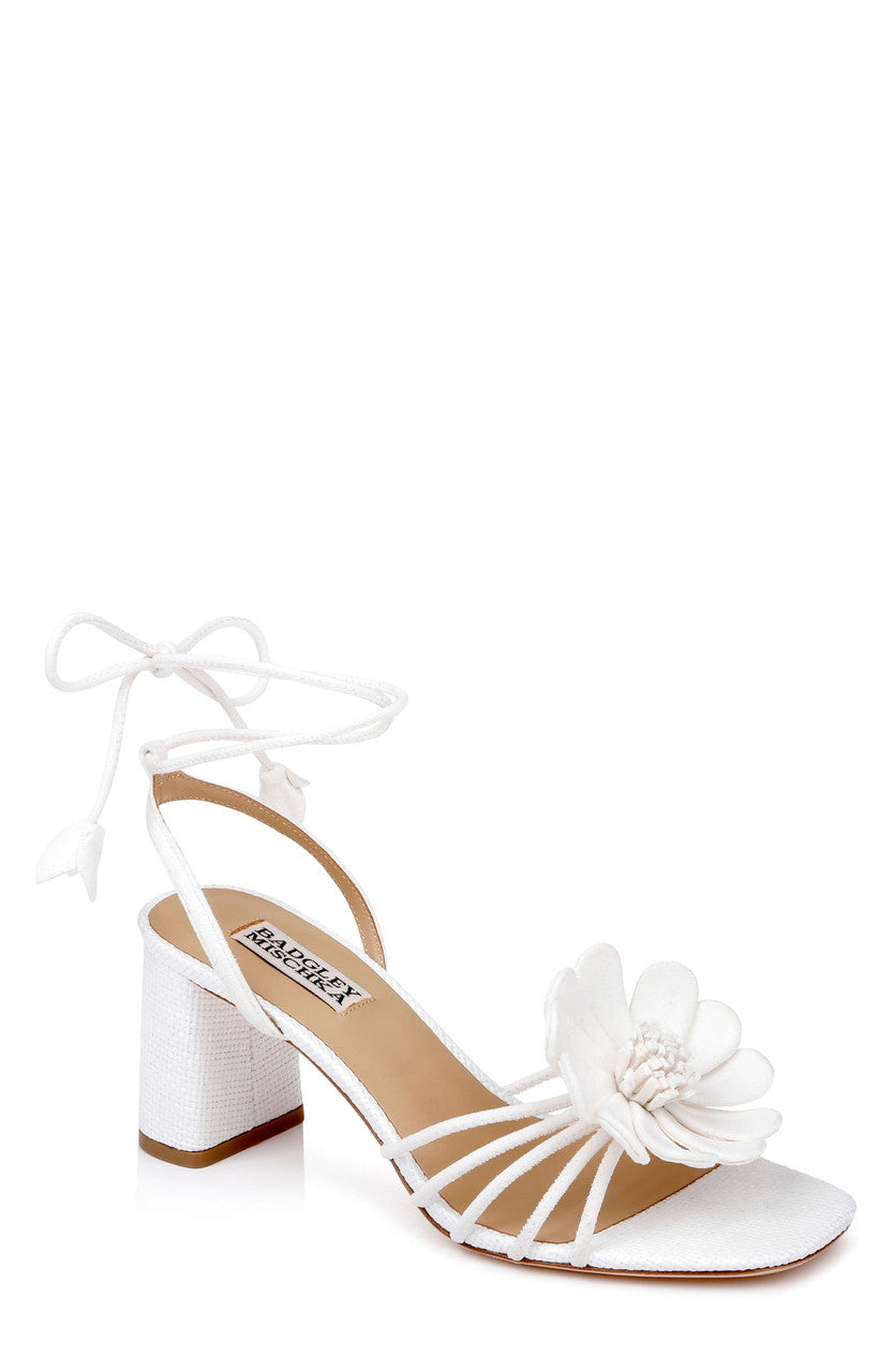 White Suede | Wallflower Ankle Tie Sandal Front Side