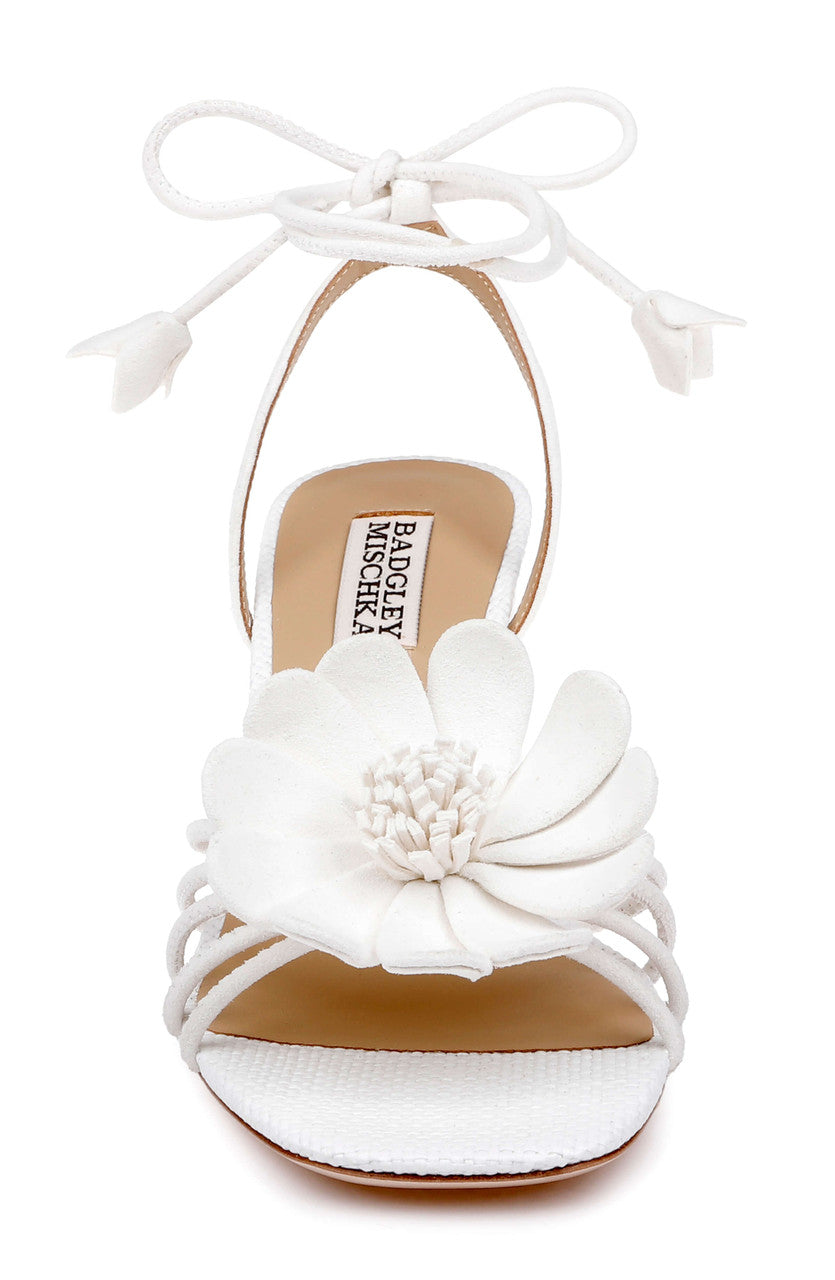 White Suede | Wallflower Ankle Tie Sandal Front
