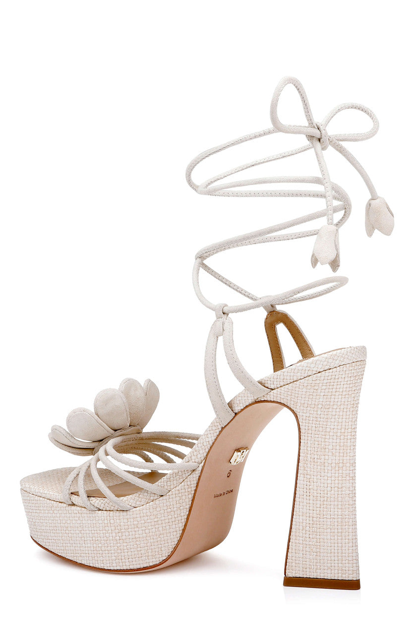 Cream Suede | Wanette Lace Up Platform Sandal Back Side