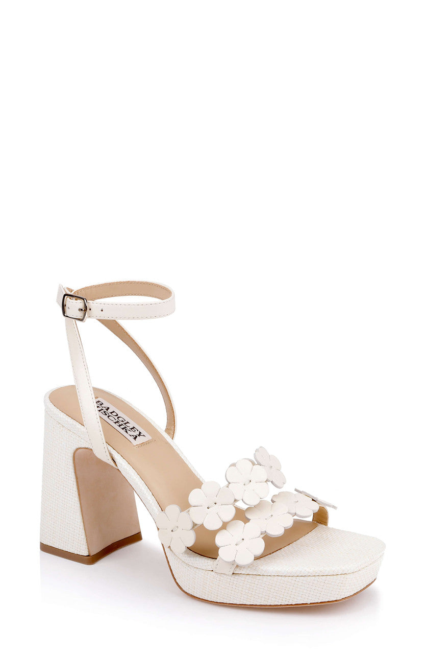 Cream Leather | Waverly Block Heel Platform Sandal Front Side