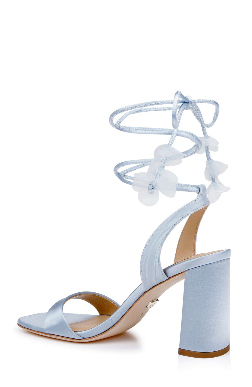 Aqua Satin | Westminster Lace Up Sandal Back Side