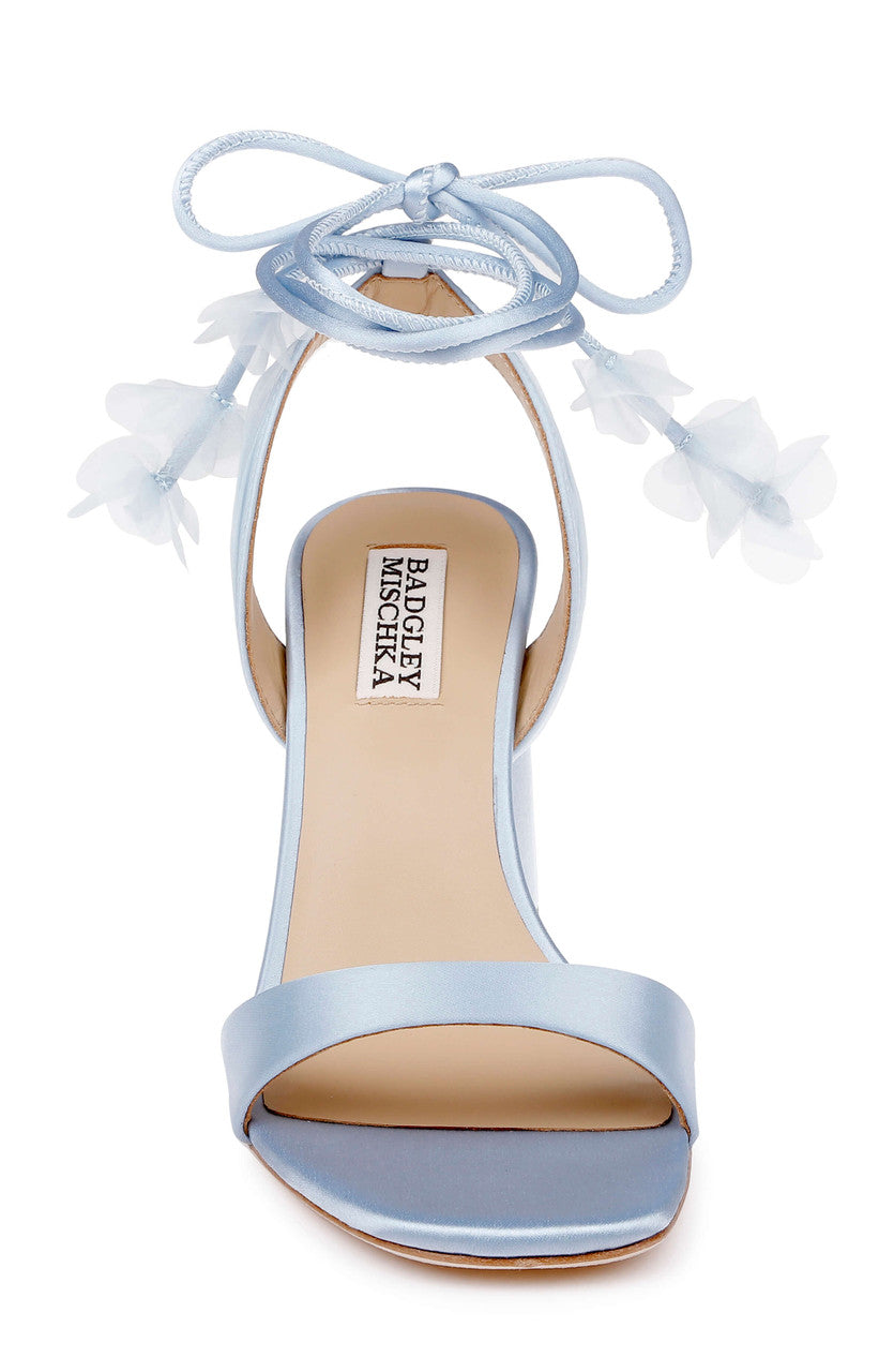 Aqua Satin | Westminster Lace Up Sandal Front