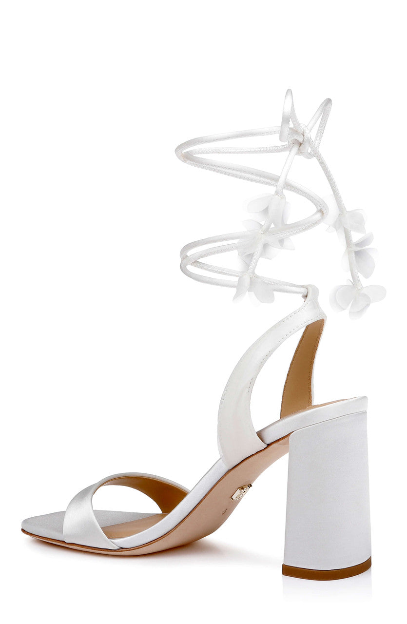 White Satin | Westminster Lace Up Sandal Back Side
