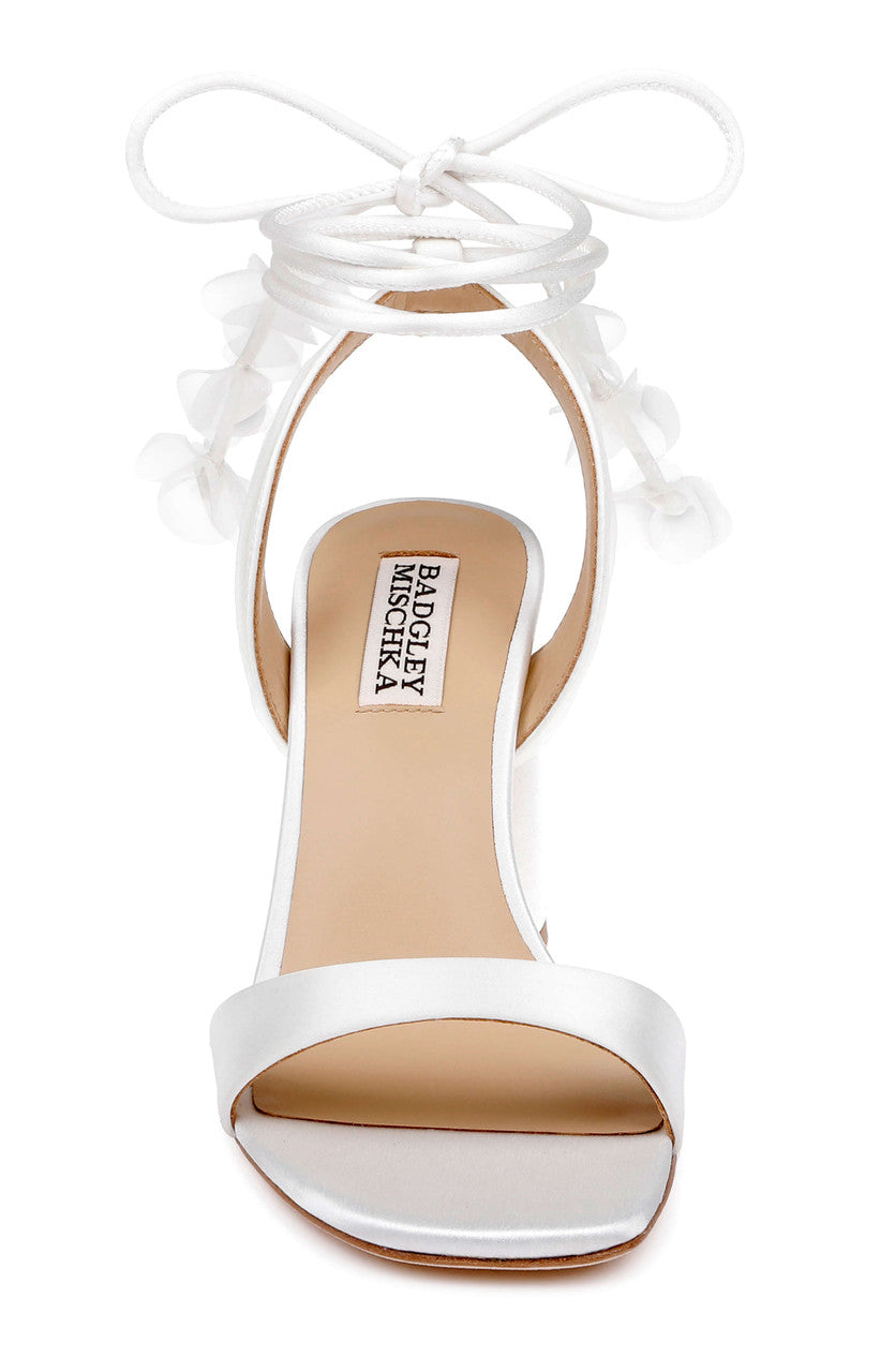 White Satin | Westminster Lace Up Sandal Front