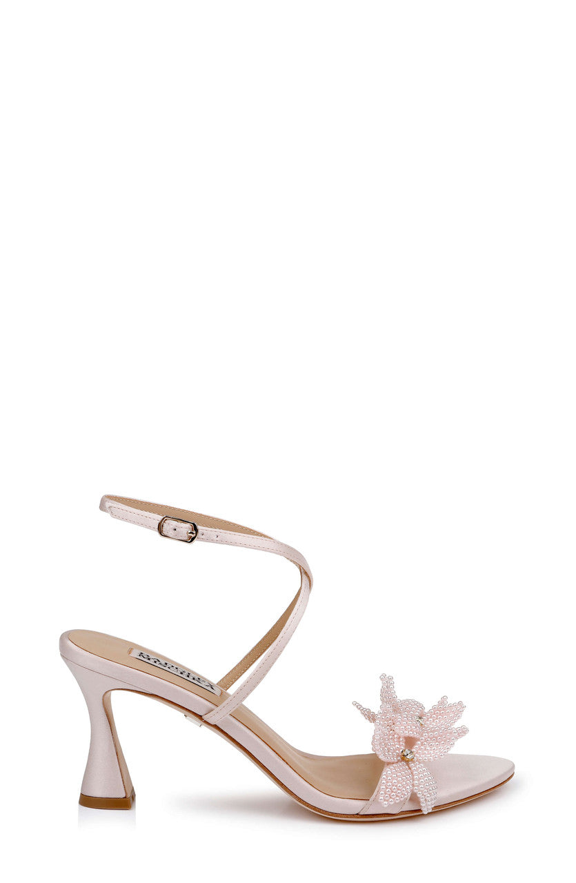 Champagne Satin | Whitney Ankle Strap Sandal Side