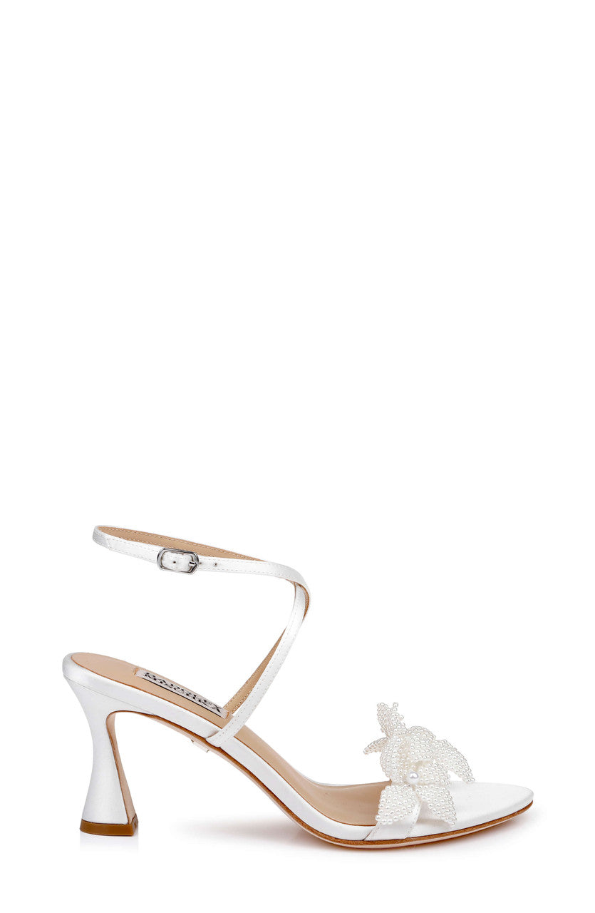 White Satin | Whitney Ankle Strap Sandal Side