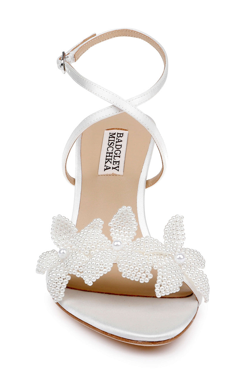 White Satin | Whitney Ankle Strap Sandal Front