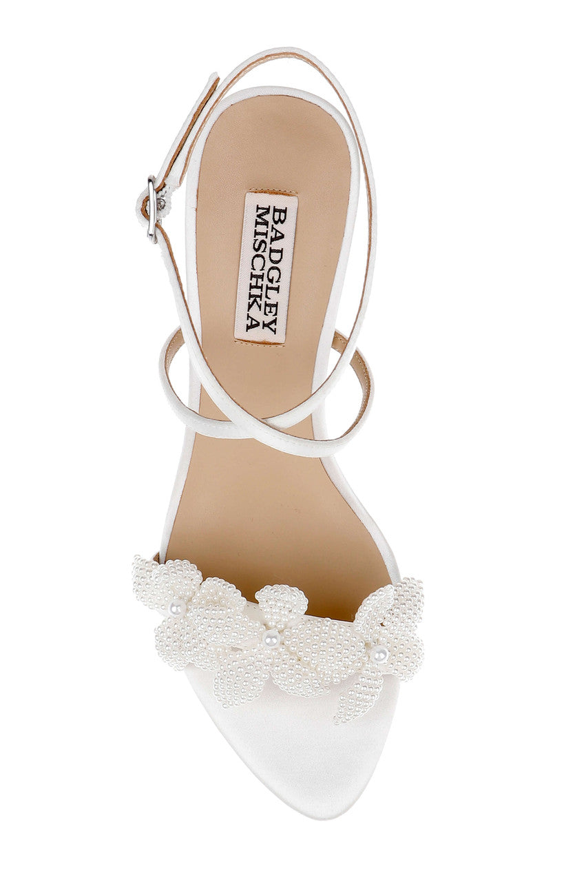 White Satin | Whitney Ankle Strap Sandal Top