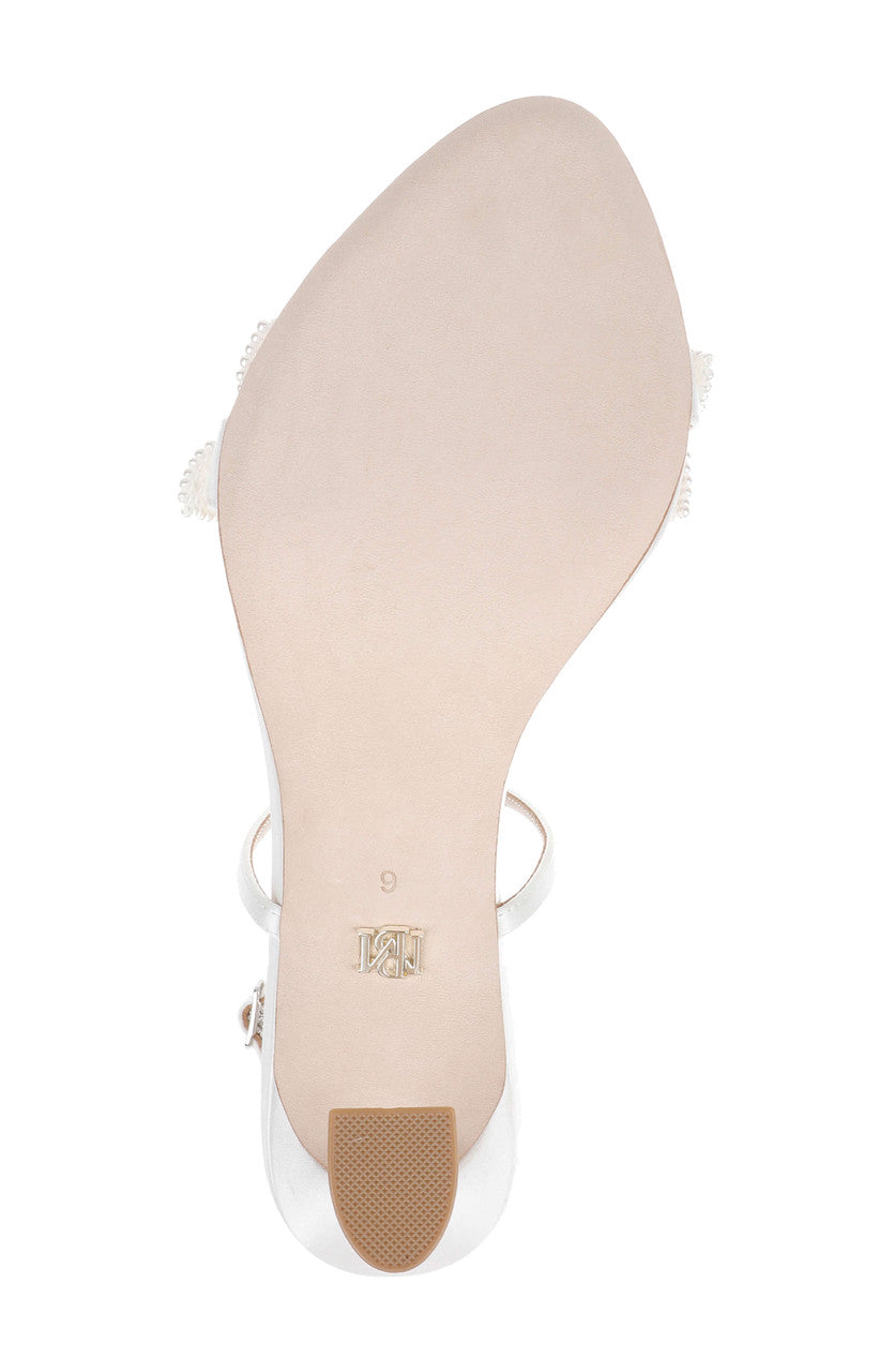 White Satin | Whitney Ankle Strap Sandal Sole