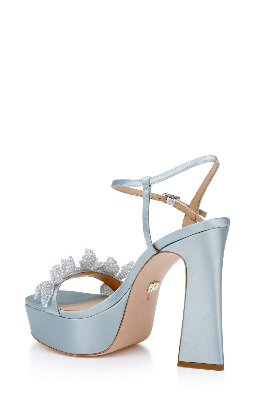 Mist Blue Satin | Wicket Ankle Strap Platform Sandal Back Side