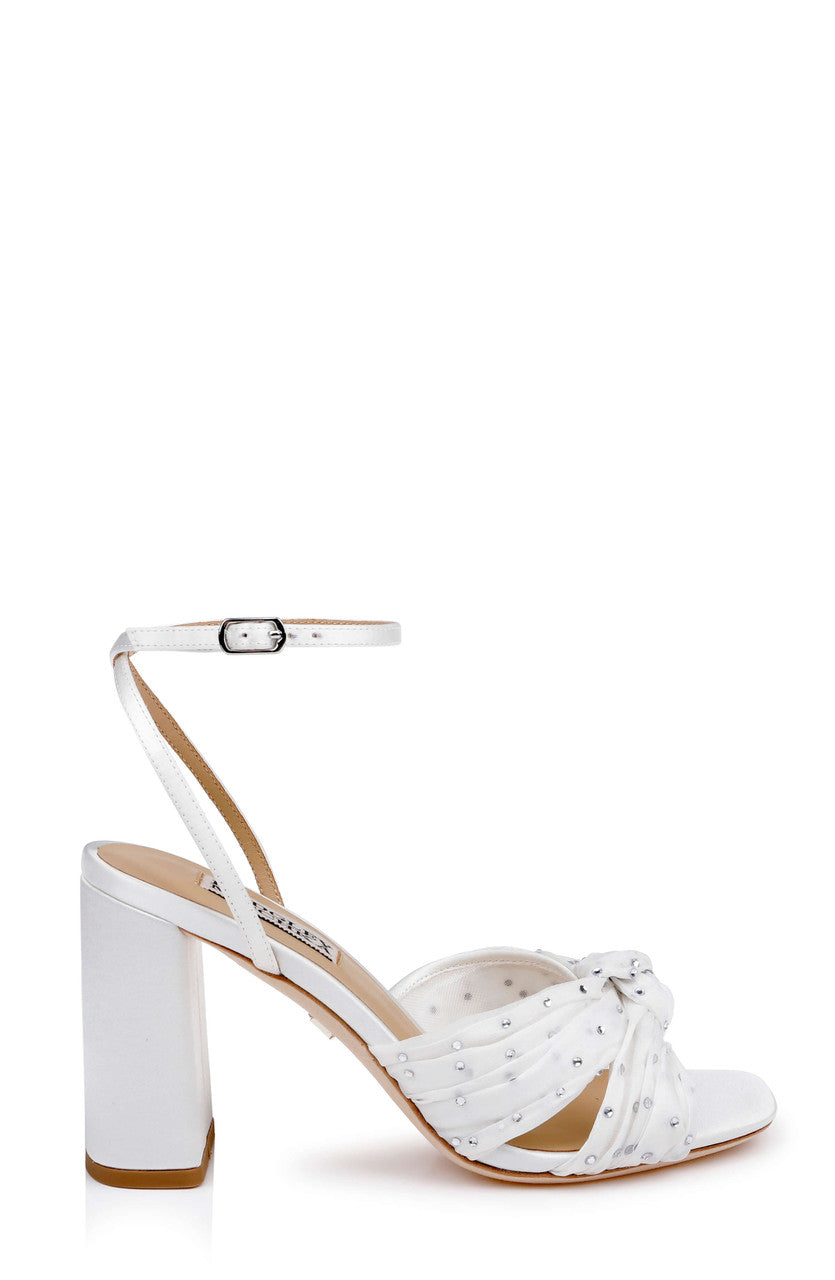White Satin | Wila Ankle Strap Sandal Side