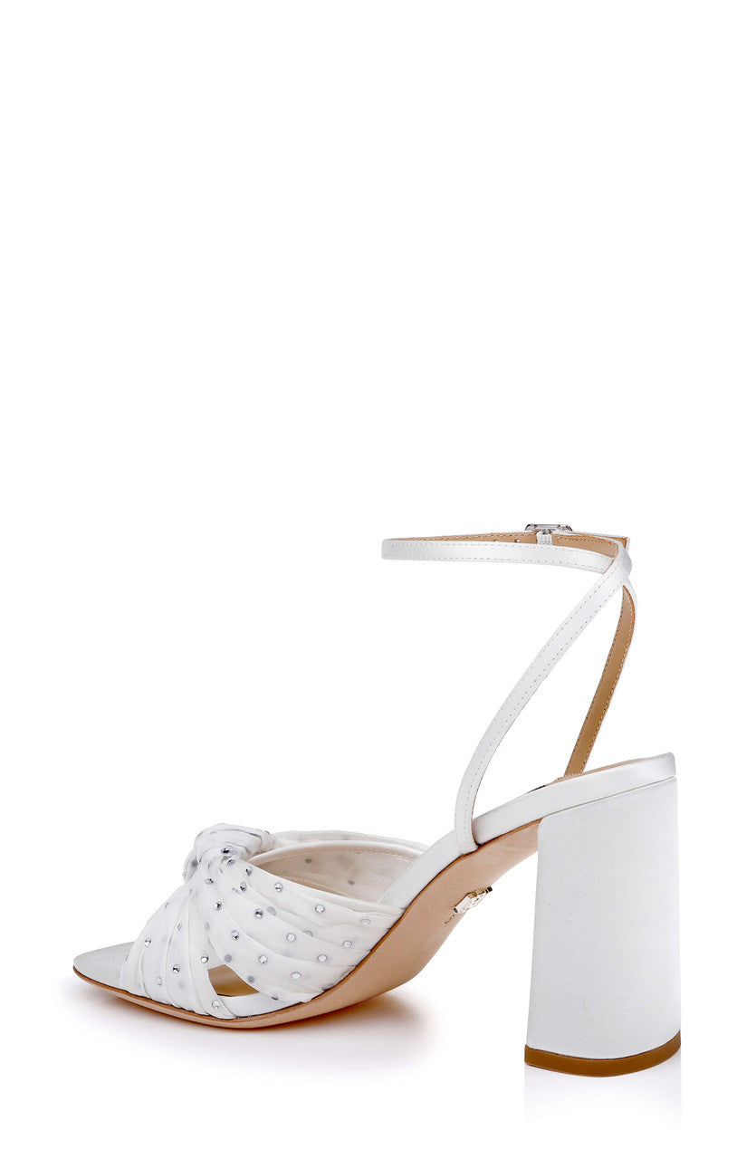 White Satin | Wila Ankle Strap Sandal Back Side