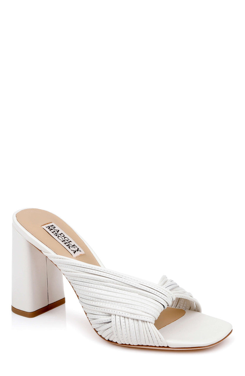 White Leather | Winslow Block Heel Sandal Front Side