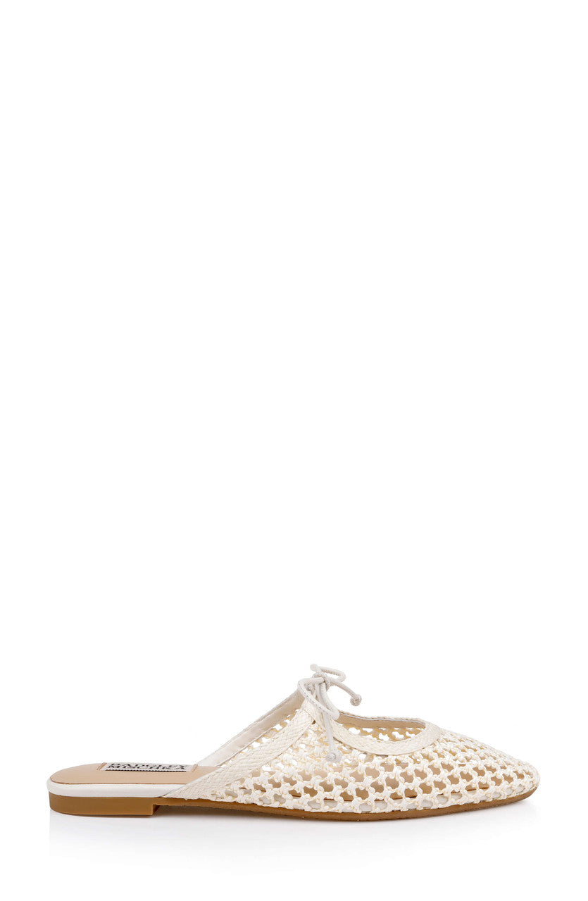 Cream | Xailee Woven Pointed Toe Mule Side