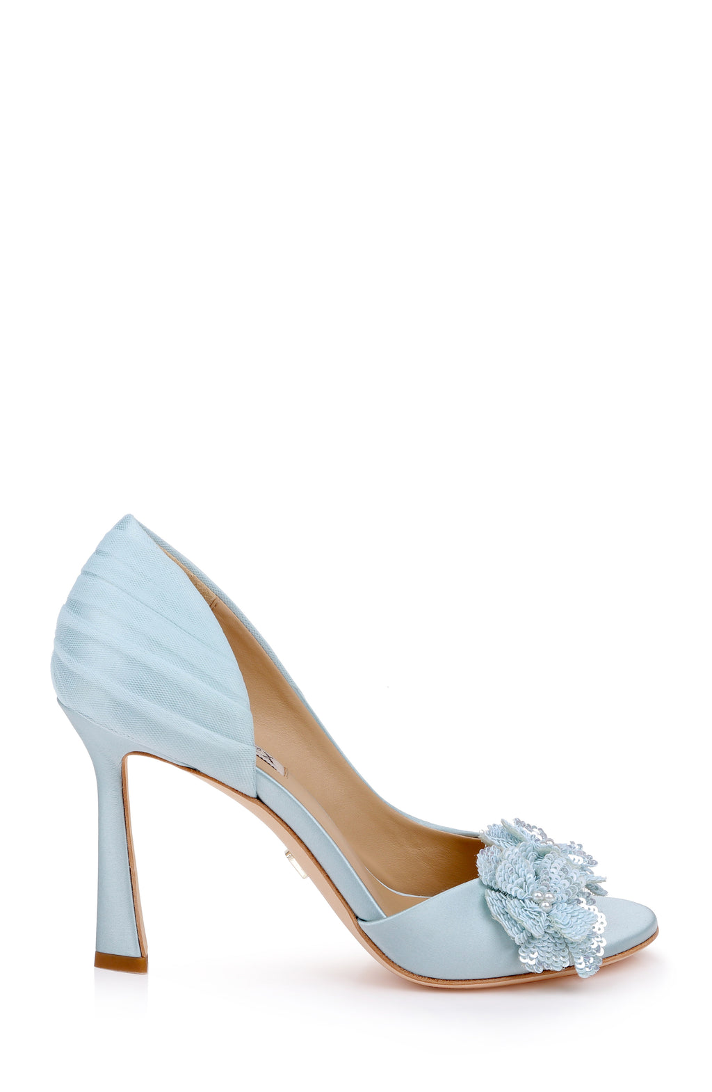Mist Blue Satin | Yana Peep Toe d'Orsay Pump Side