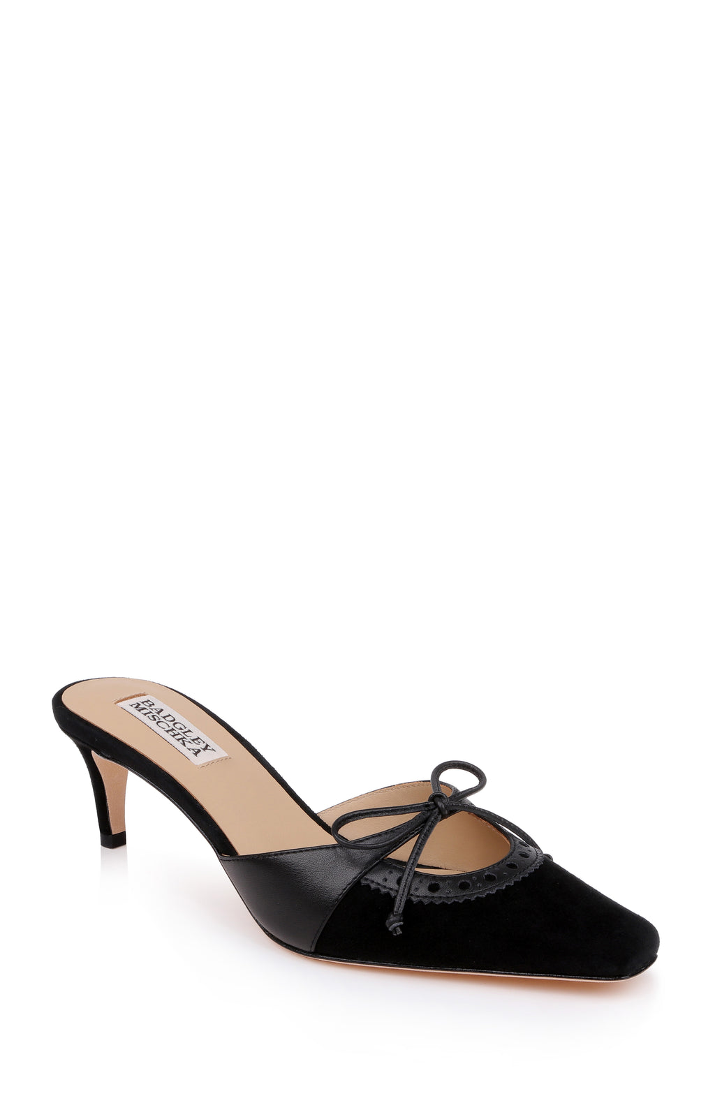 Black Suede | Yannah Pointed Toe Mule Pump Front Side