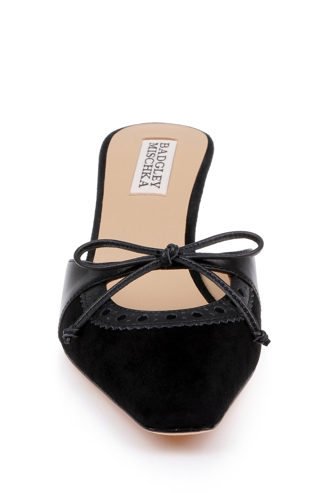 Black Suede | Yannah Pointed Toe Mule Pump Front