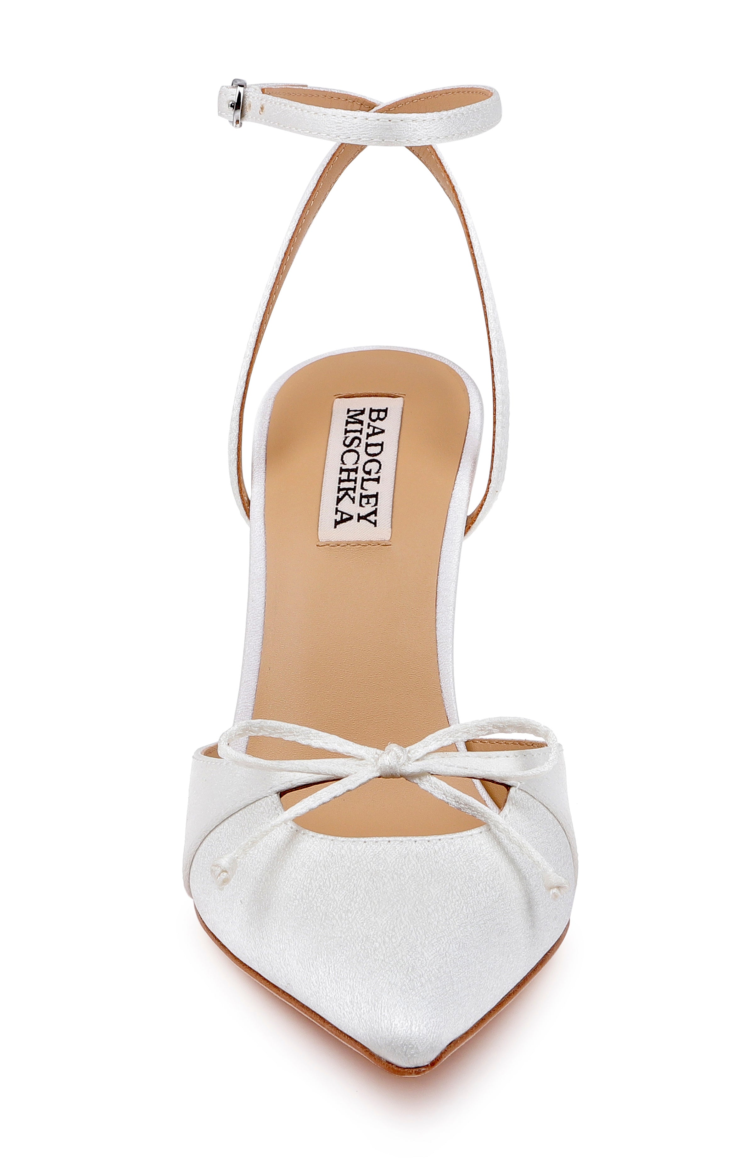 White Crepe | Yara II Ankle Strap Pump Front