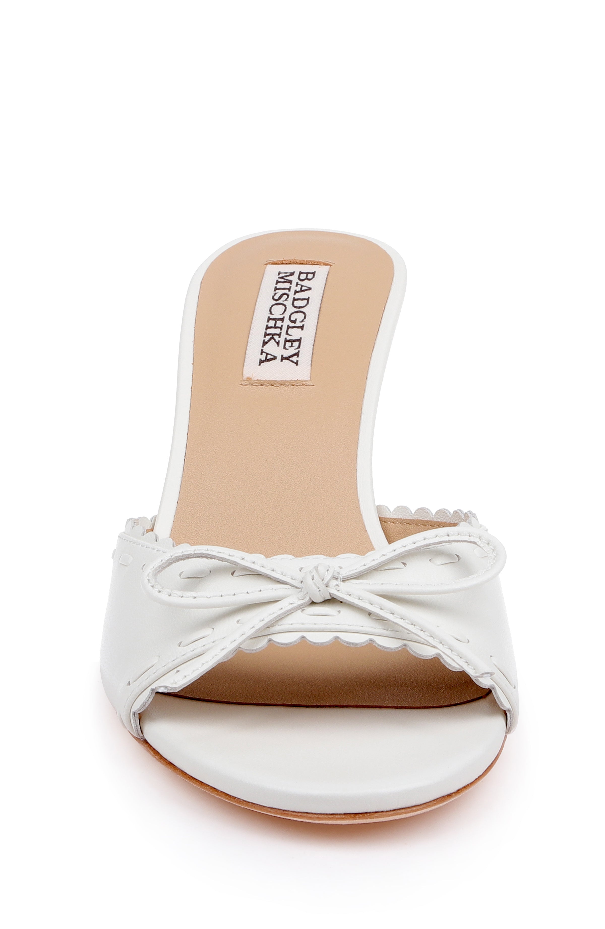White Leather | Yaritza Bow Heeled Sandal Front