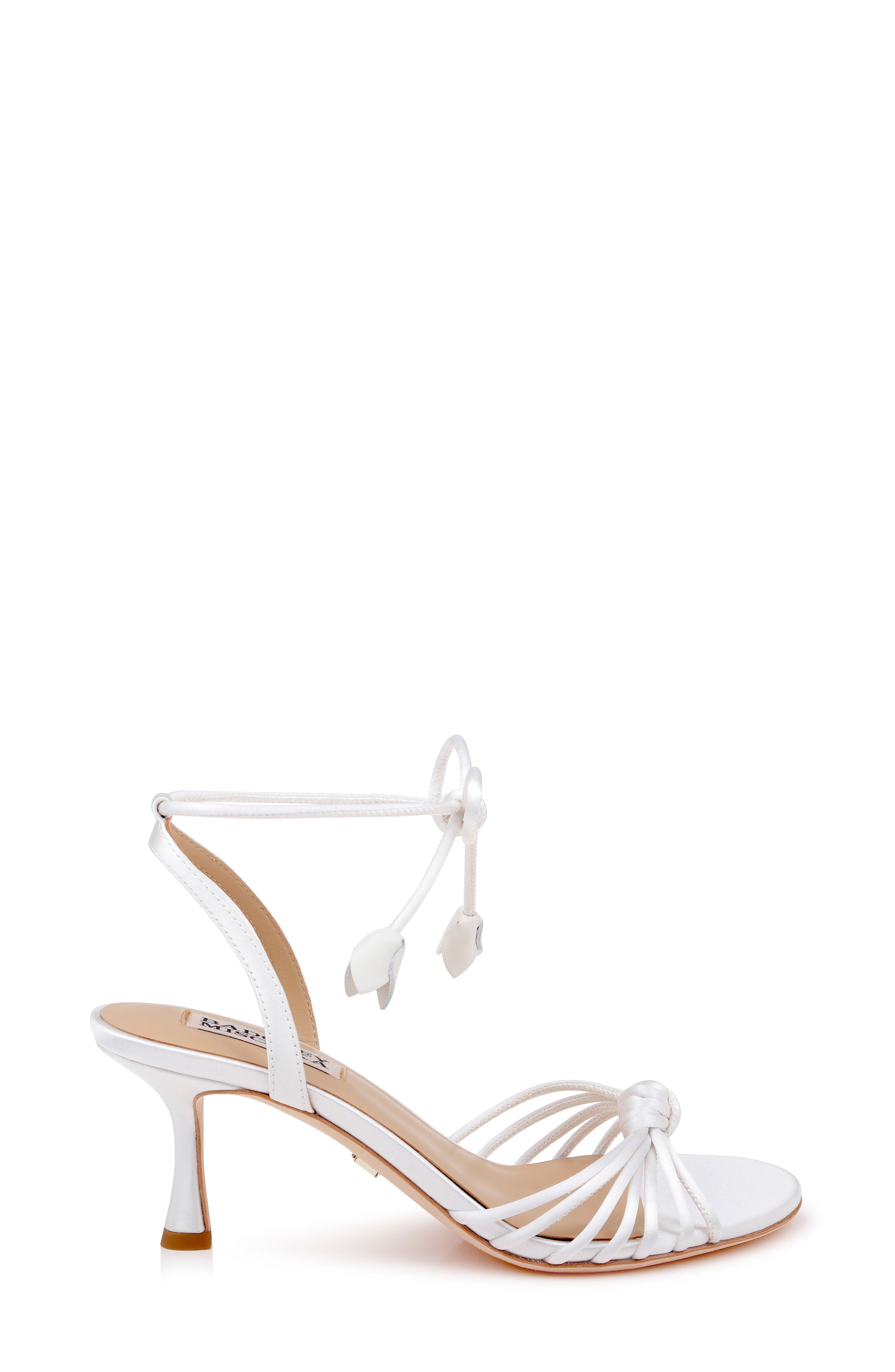 White Satin | Yelena Leather Ankle Strap Sandal Side