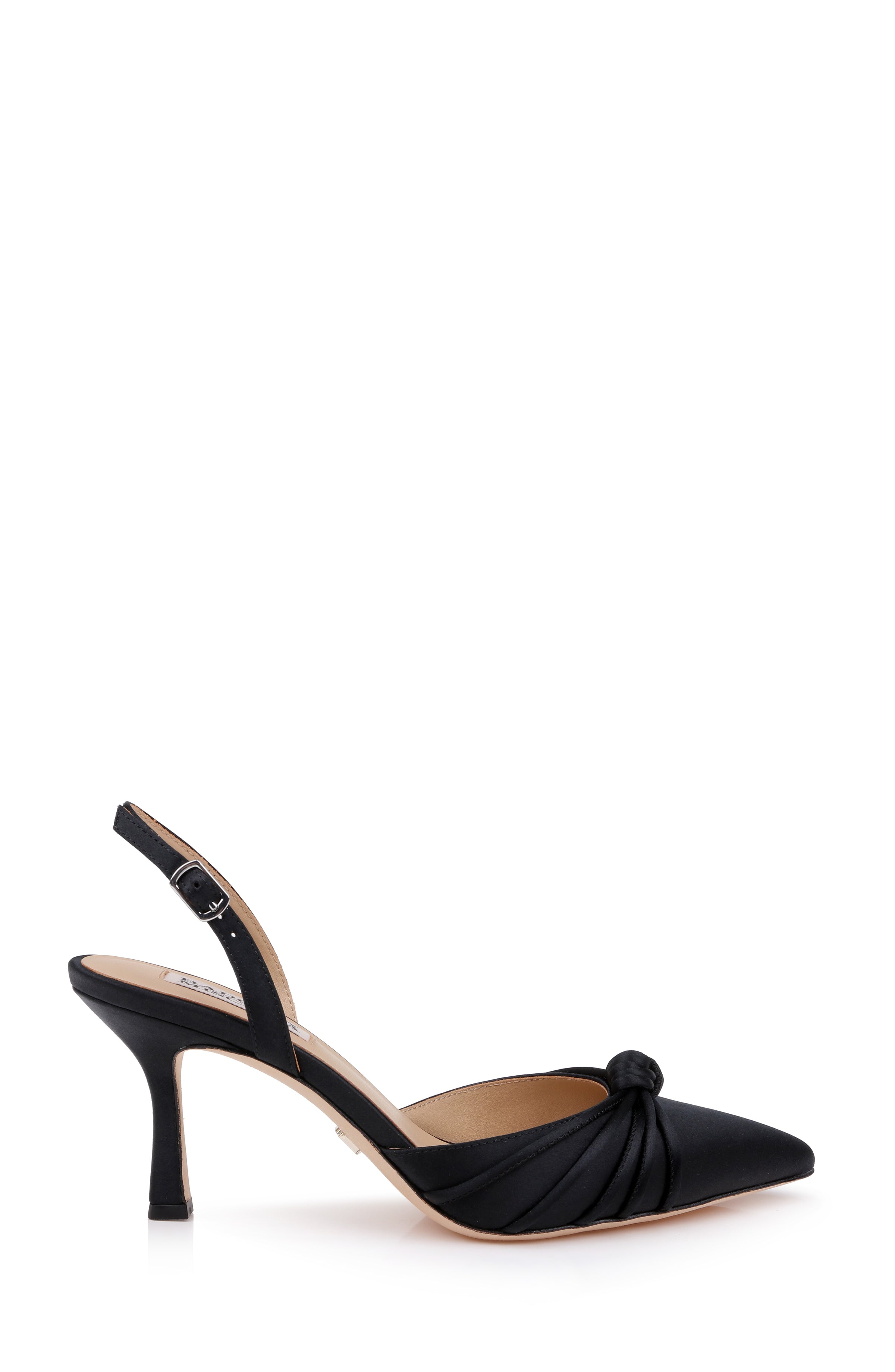 Black Satin | Yena Pointed Toe Slingback Pump Side