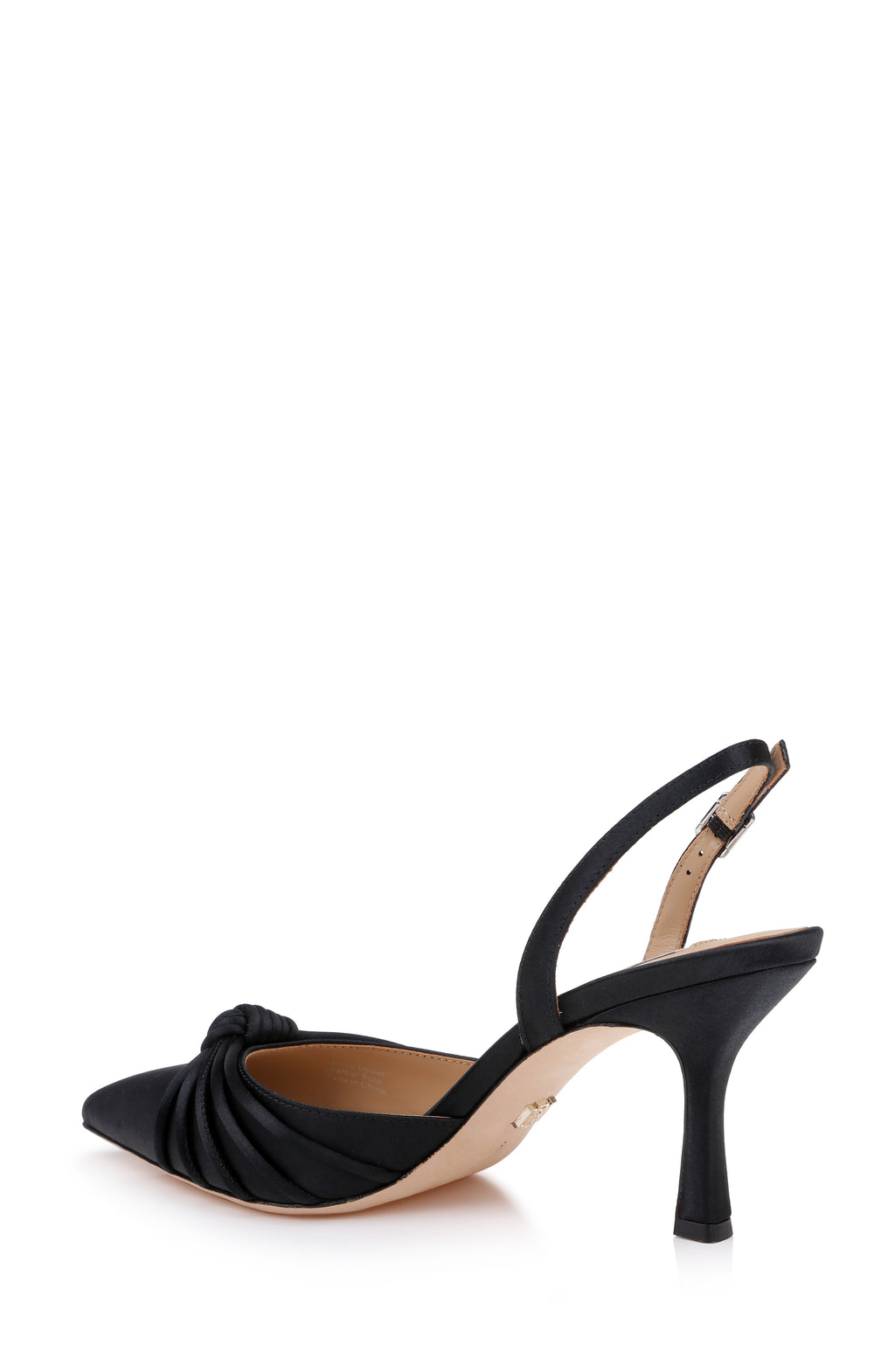 Black Satin | Yena Pointed Toe Slingback Pump Back Side