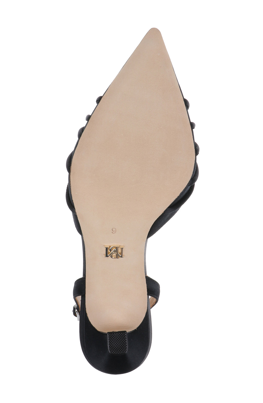 Black Satin | Yena Pointed Toe Slingback Pump Sole