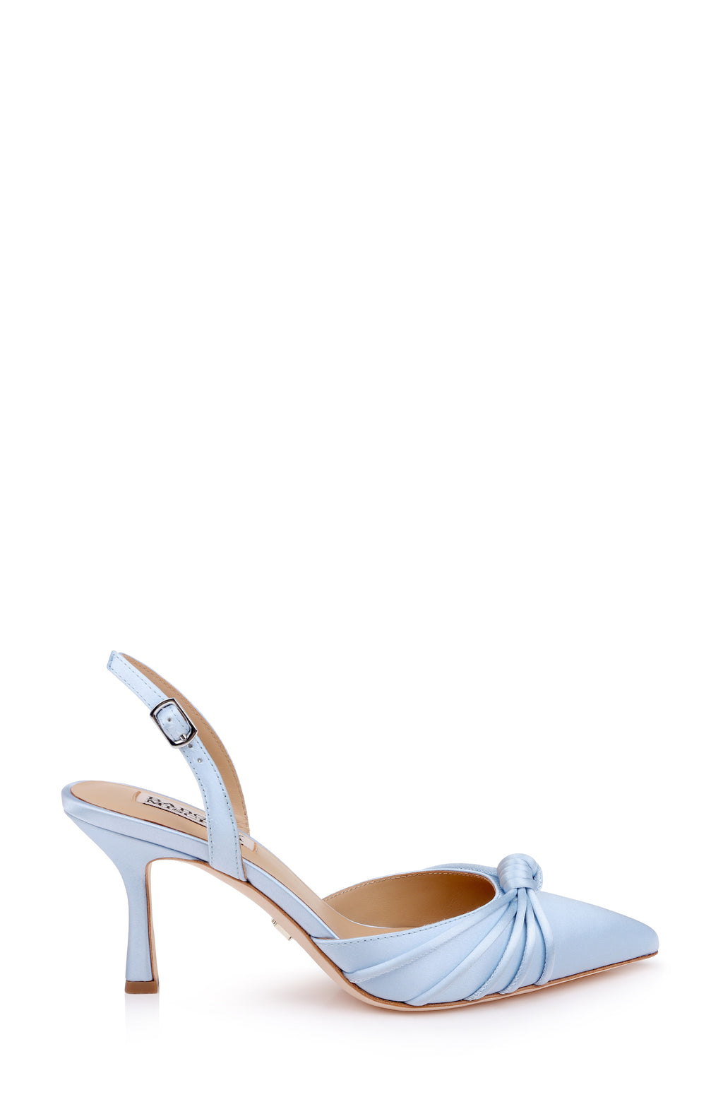 Blue Satin | Yena Pointed Toe Slingback Pump Side
