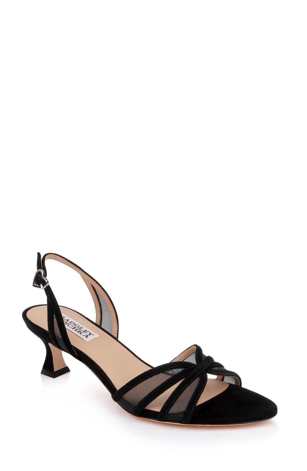 Black Suede | Yoana Kitten Heel Slingback Sandal Front Side