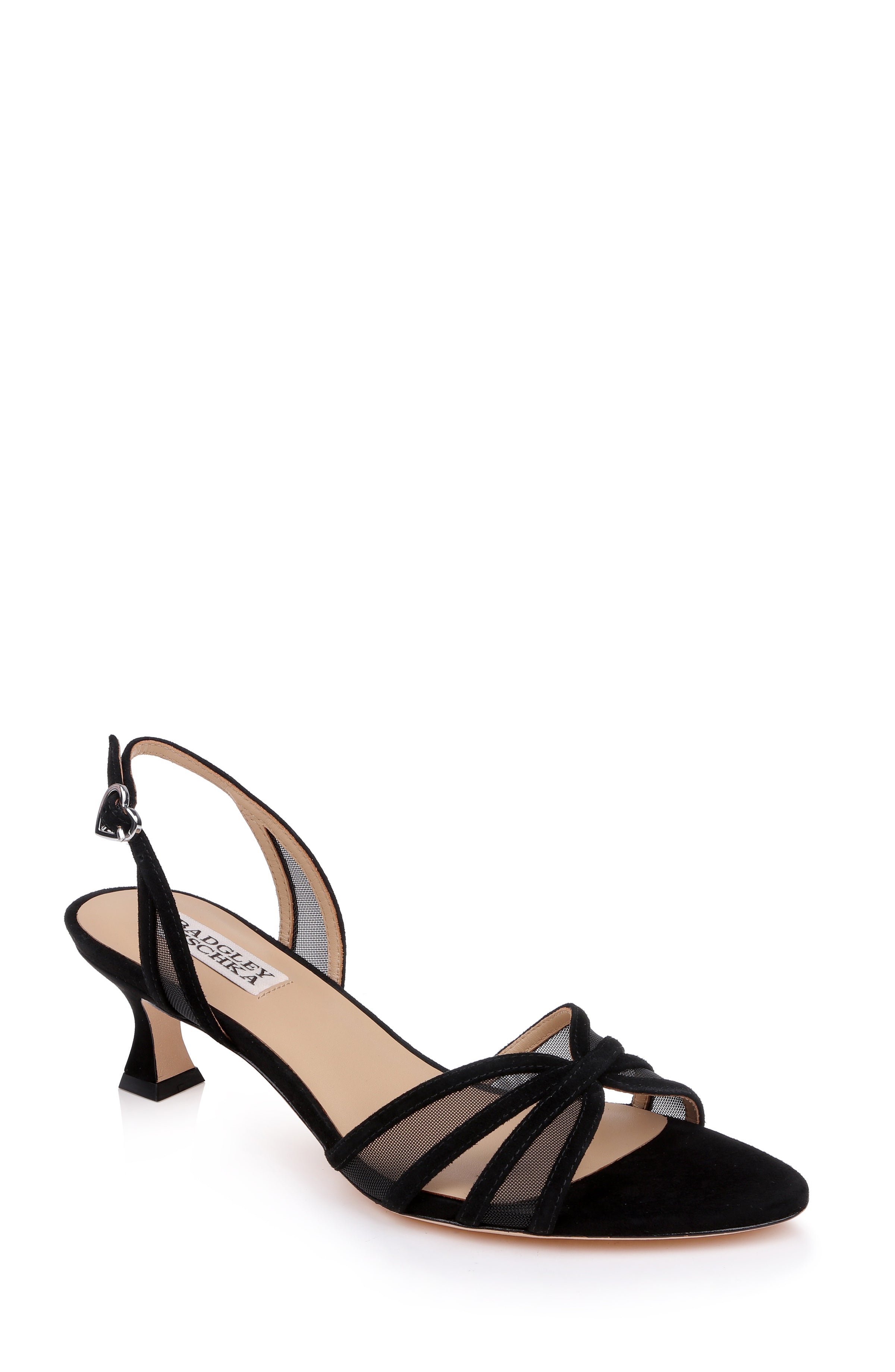Black Suede | Yoana Kitten Heel Slingback Sandal Front Side