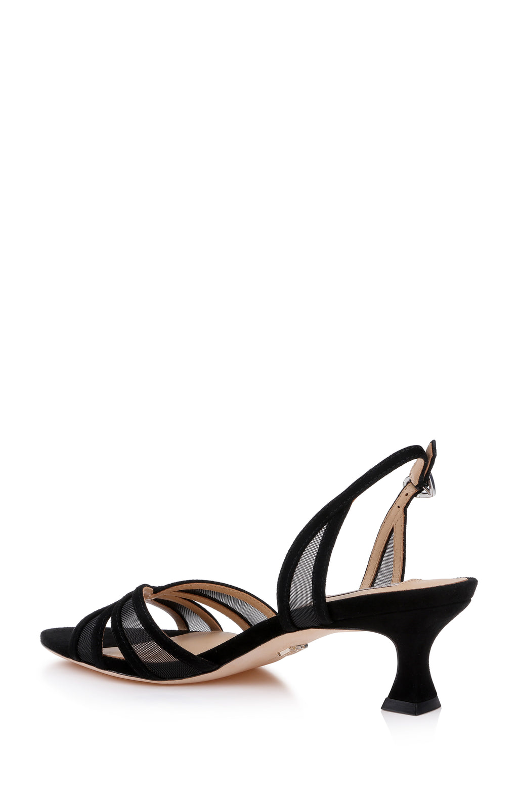 Black Suede | Yoana Kitten Heel Slingback Sandal Back Side