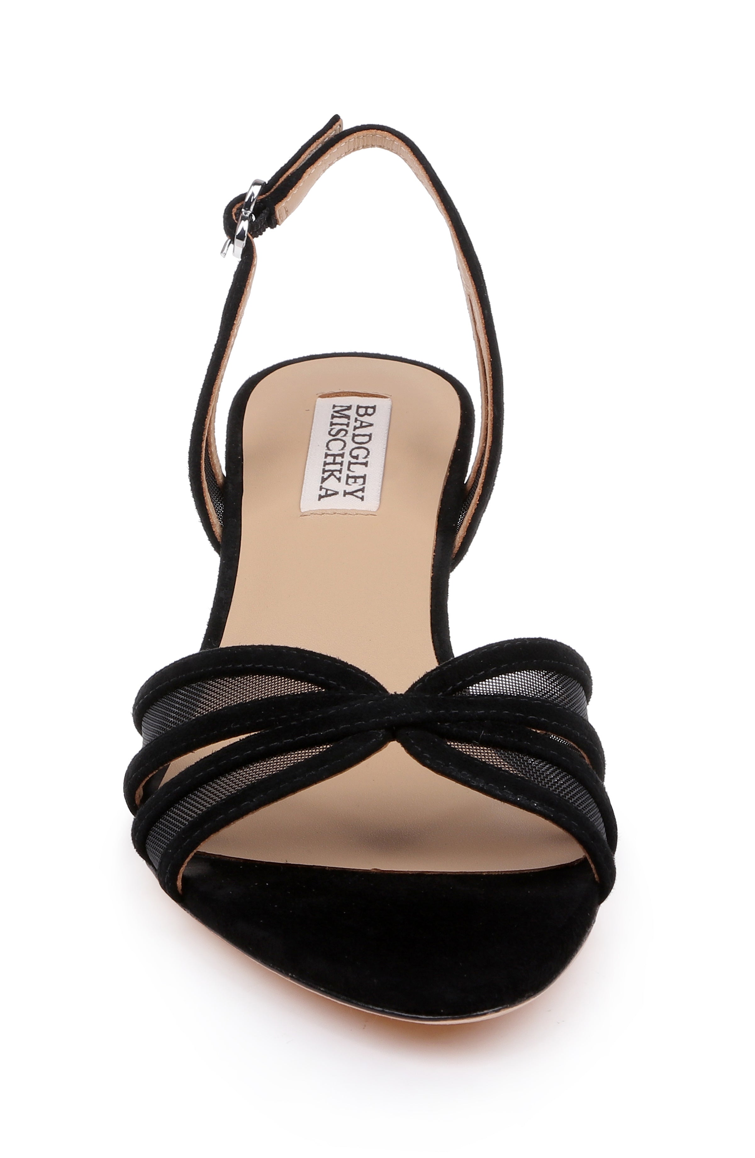 Black Suede | Yoana Kitten Heel Slingback Sandal Front
