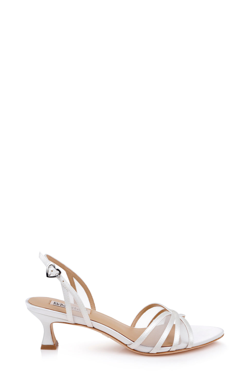 White Satin | Yoana Kitten Heel Slingback Sandal Side