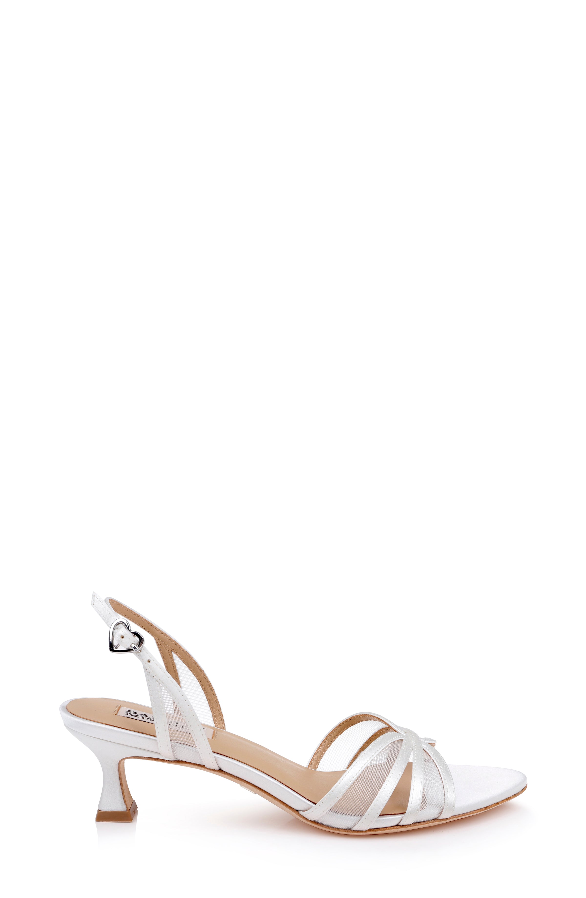 White Satin | Yoana Kitten Heel Slingback Sandal Side