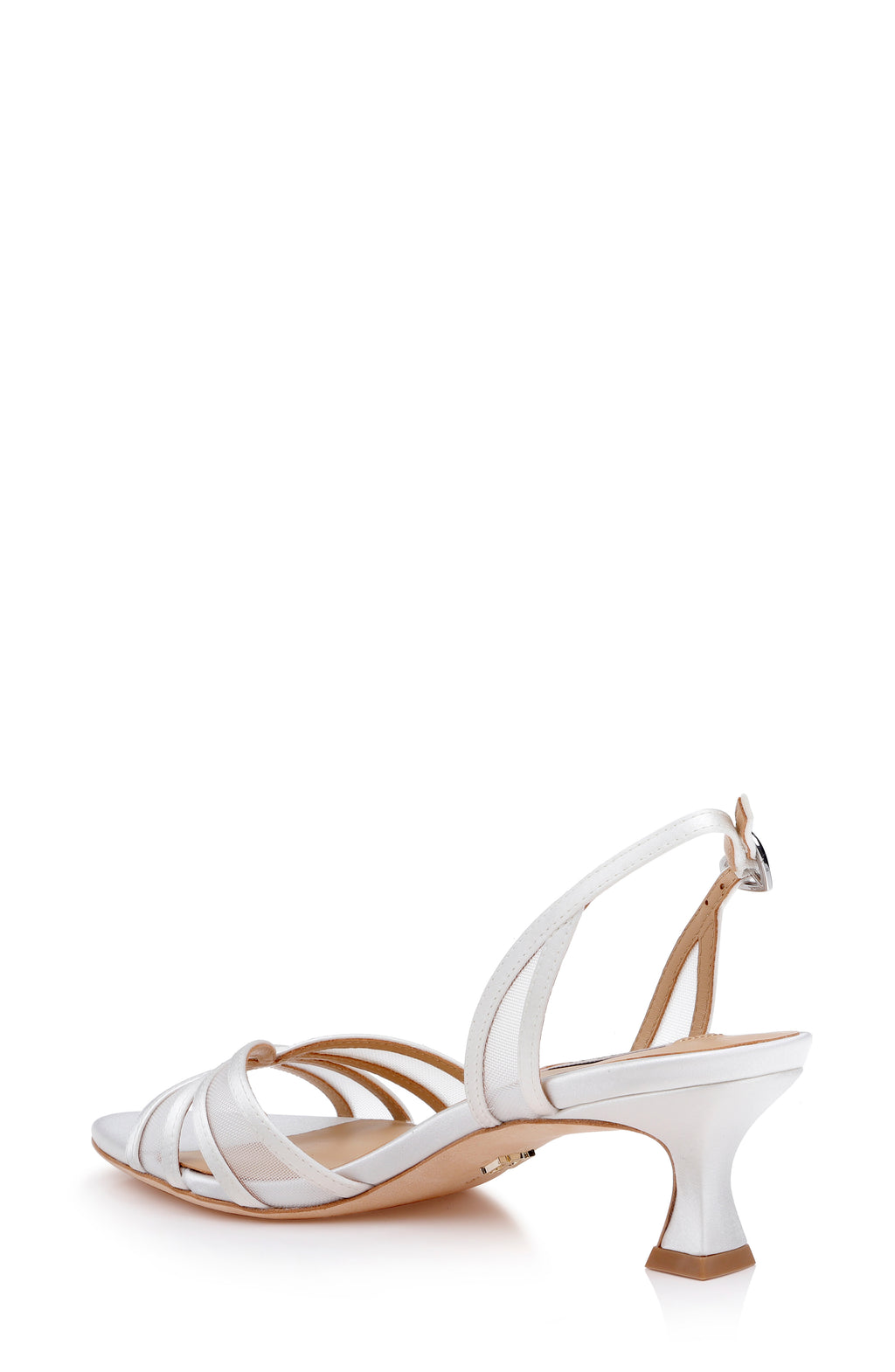 White Satin | Yoana Kitten Heel Slingback Sandal Back Side