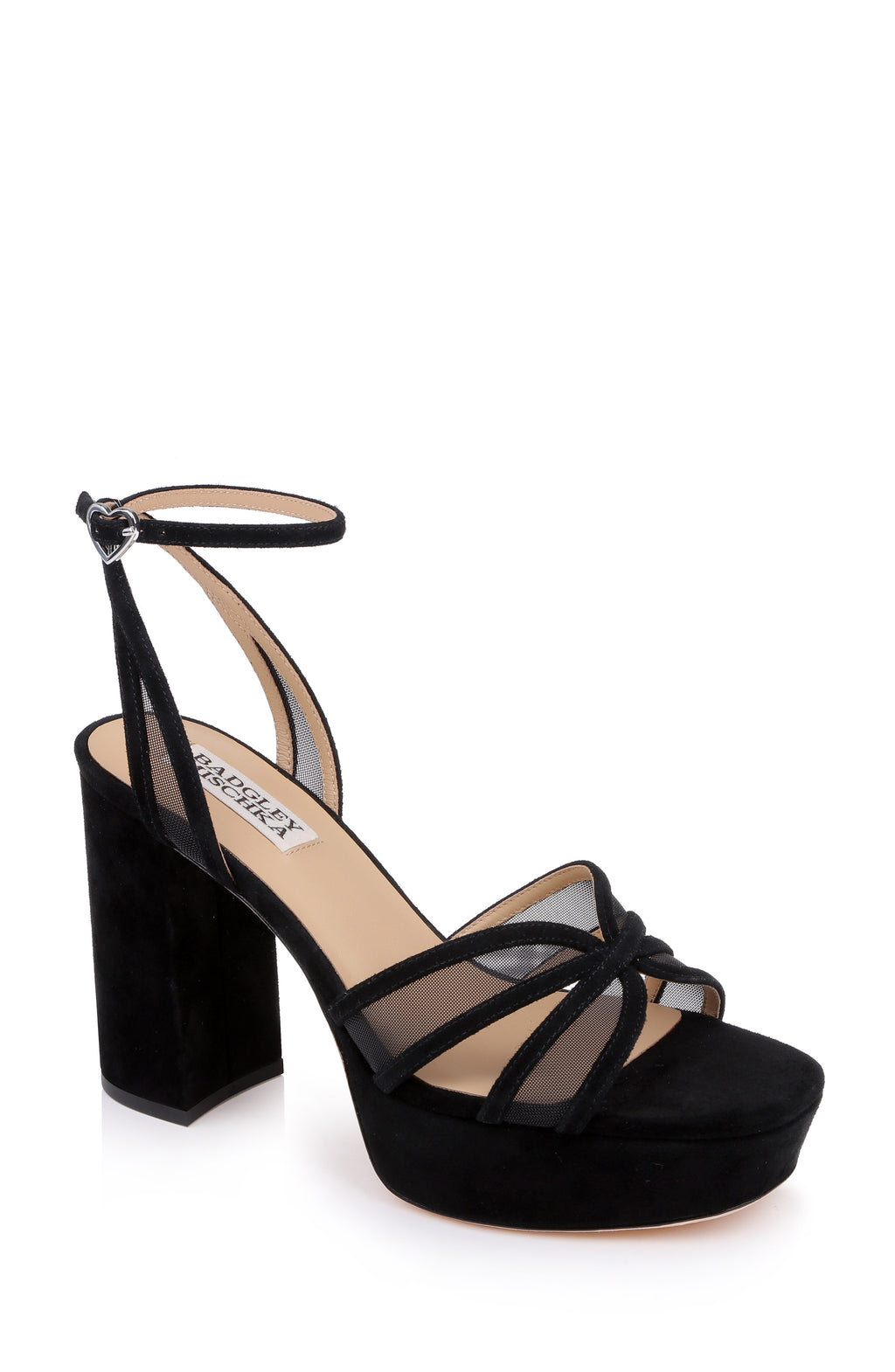 Black Suede | Yohana Platform Ankle Strap Sandal Front Side